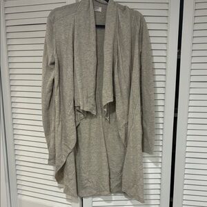All Saints Light Tan Taupe Open Front Cardigan W/ Flowy Lapel Wool Mix EUC